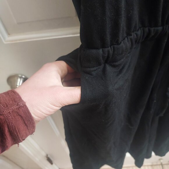 Eileen Fisher Crew Neck Short Jumpsuit Black Drawstring Romper - Picture 6 of 8